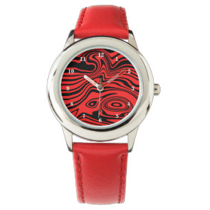 Abstrakte Wave Red Watch - Farbe auswählen Armbanduhr