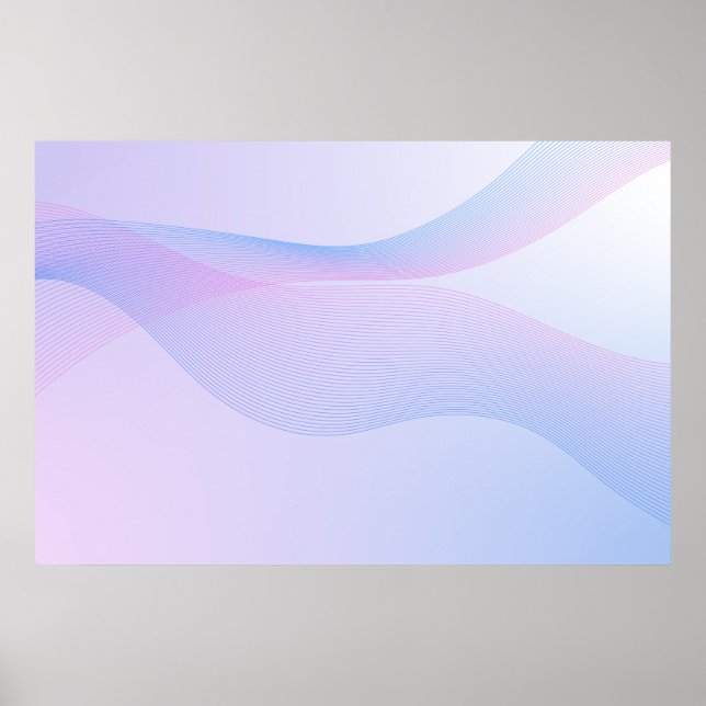 Abstrakte Wavelines Pink Blue Poster (Vorne)