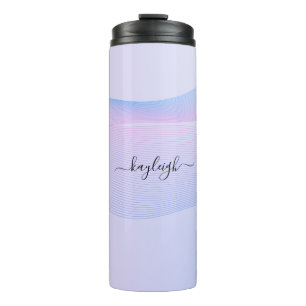 Abstrakte Wavelines Pink Blue Thermal Tumbler Thermosbecher