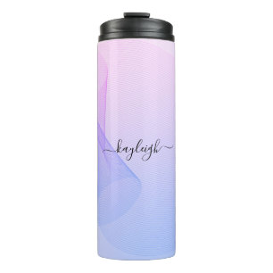 Abstrakte Wavelines Rosa Blau Thermosbecher