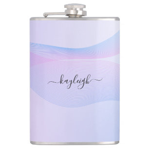 Abstrakte Wavelines Rosa Blauer Kolben Flachmann