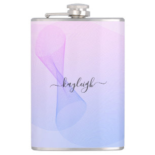 Abstrakte Wavelines Rosa Blauer Kolben Flachmann