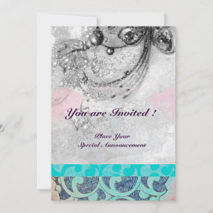 ABSTRAKTE WAVES Aquamarin, Schwarz-weiß Blue Weddi Einladung