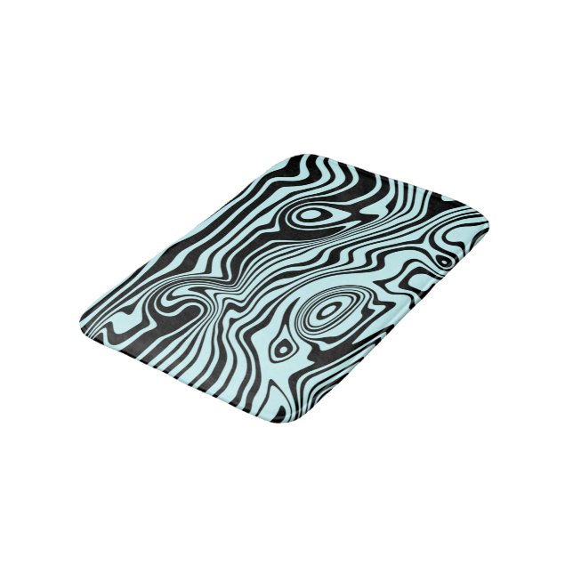 Abstrakte Waves Black Blue Bath Mat - Benutzerdefi Badematte (Schrägansicht)