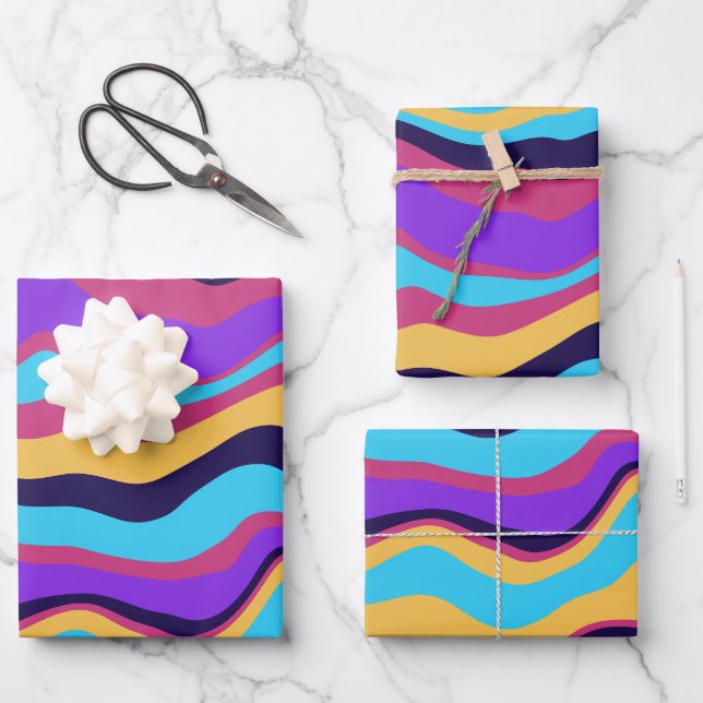 Abstrakte Waves Geschenkpapier Set (Vorderseite)