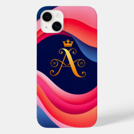 Abstrakte Waves mit stilvollem Golden Initial Case-Mate iPhone 14 Plus Hülle