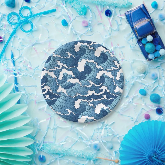 Abstrakte Waves Pappteller (Party)