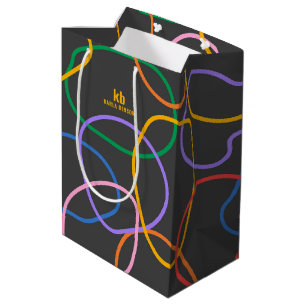 Abstrakte Wavi-Linien Muster Mittlere Geschenktüte
