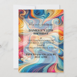 Abstrakte Wavy Design Geburtstagsparty Einladungen