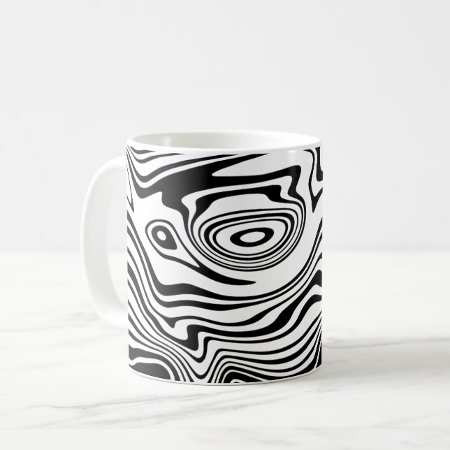 Abstrakte Wavy Strip Coffee Tasse (Vorderseite Links)