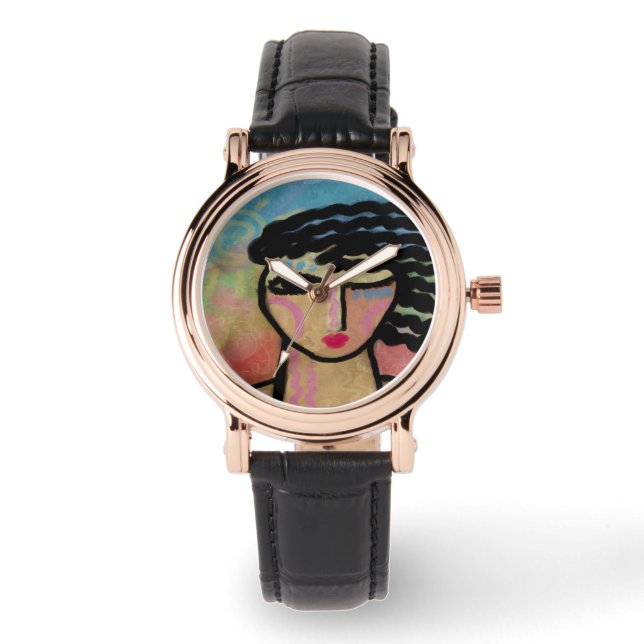 Abstrakte weibliche Kunst Armbanduhr (Vorderseite)