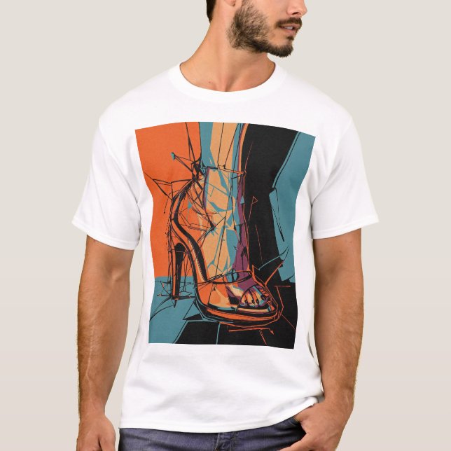 Abstrakte weibliche Schuhdesign Stilvoll künstleri T-Shirt (Vorderseite)
