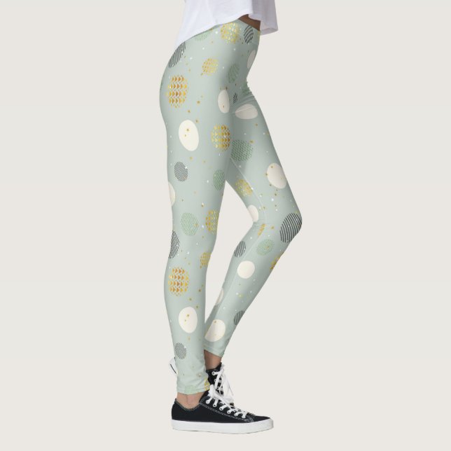 Abstrakte Weihnachtsbälle Nahtloses Muster Leggings (Rechts)