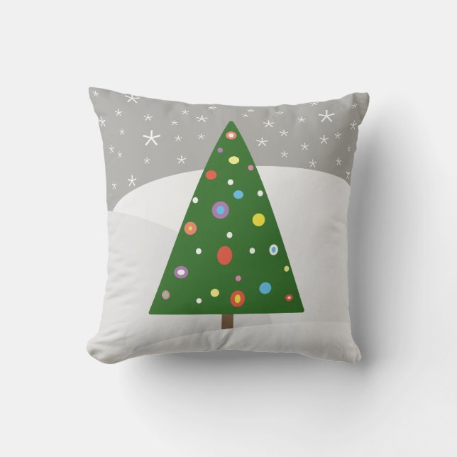 Abstrakte Weihnachtsbaum-Winter-Landschaft Kissen (Vorderseite)