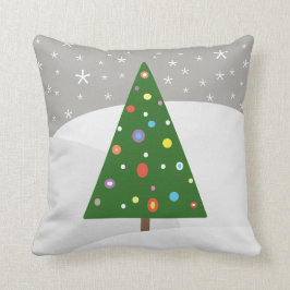 Abstrakte Weihnachtsbaum-Winter-Landschaft Kissen