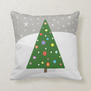 Abstrakte Weihnachtsbaum-Winter-Landschaft Kissen