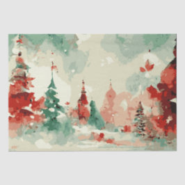 Abstrakte Weihnachtsbäume 2 Aquarellen Seidenpapier