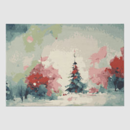 Abstrakte Weihnachtsbäume 3 Aquarellen Seidenpapier