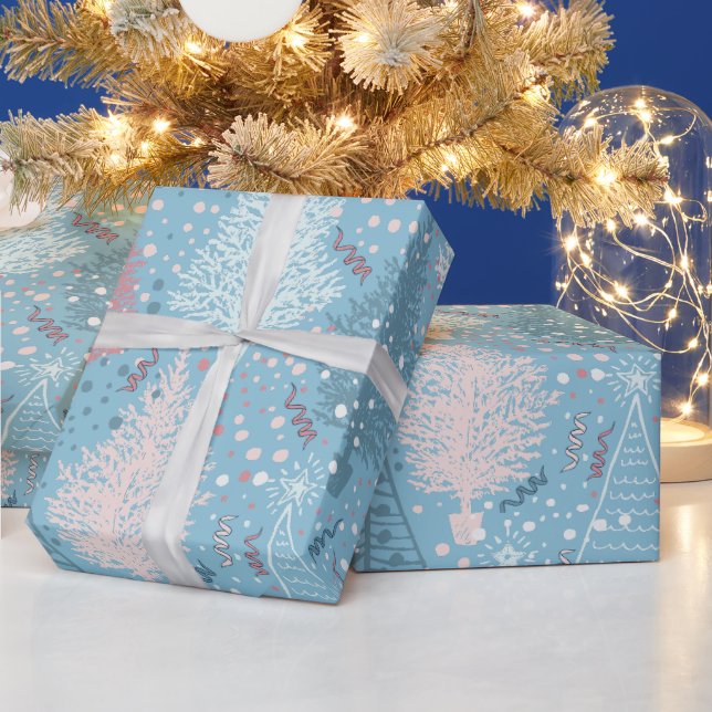 Abstrakte Weihnachtsbaumen Muster 2 Geschenkpapier (Feiertage)