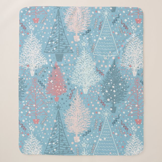 Abstrakte Weihnachtsbaumen Muster 2 Sherpa Blanket Sherpadecke (Vorderseite)