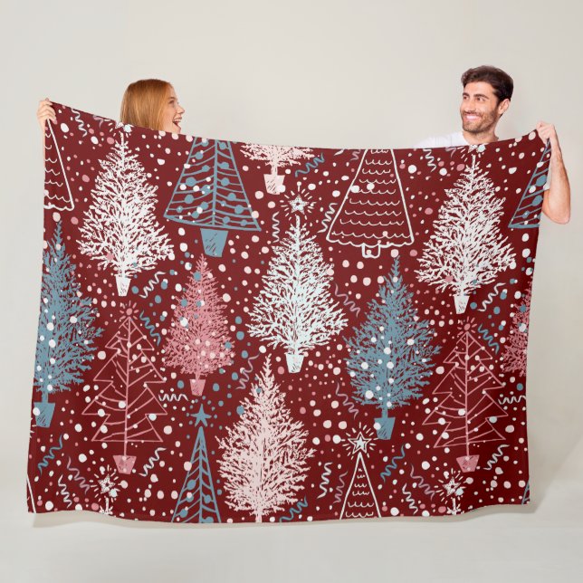 Abstrakte Weihnachtsbaumen Muster 3 Fleece Blanket (Beispiel)