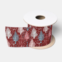 Abstrakte Weihnachtsbaumen Muster 3 Satin Ribbon