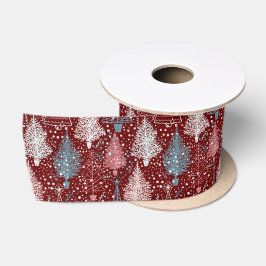 Abstrakte Weihnachtsbaumen Muster 3 Satin Ribbon Satinband