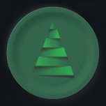 Abstrakte Weihnachtsbaumfeier Pappteller<br><div class="desc">Stilvolle, moderne abstrakte Weihnachtsbaume auf grünem Hintergrund, lustige Teller für Ihre Weihnachtsfeier. PASSENDE Artikel in unserem Geschäft.</div>