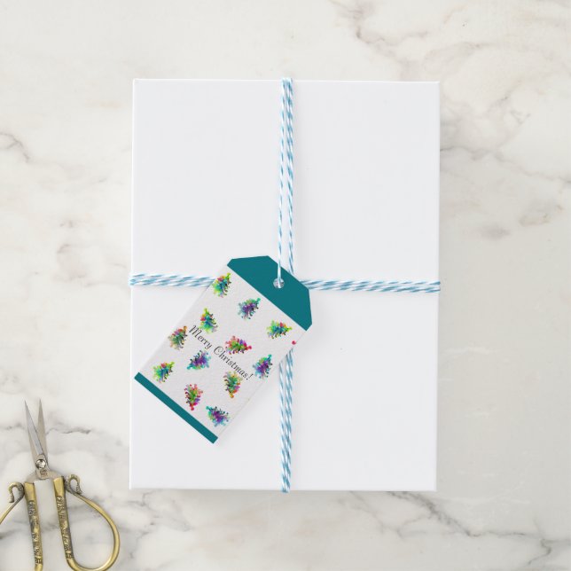 Abstrakte Weihnachtsbaummarke. Geschenkanhänger (Mit Garn)