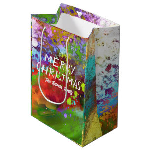 Abstrakte Weihnachtskunst Rot und Grün Mittlere Geschenktüte