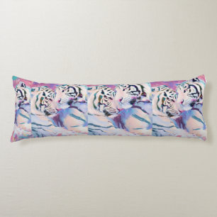 Abstrakte Weiße Tiger – Elegantes Körperkissen
