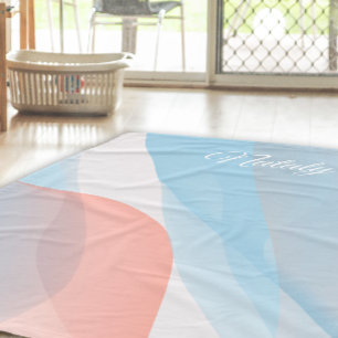 Abstrakte Welle rosa blau Name Fleecedecke