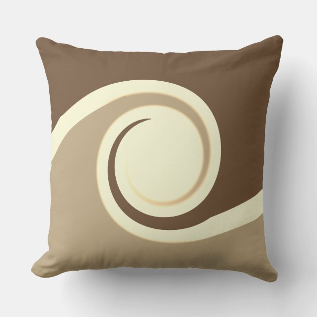 Abstrakte Wellen in Beige, Braun und Elfenbeinküst Kissen (Vorderseite)