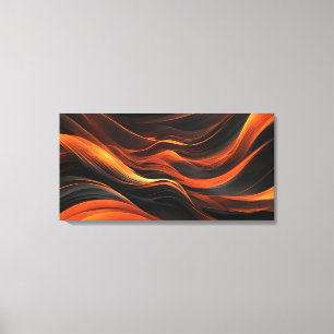 Abstrakte Wellen in Schwarz und Orange Leinwanddruck