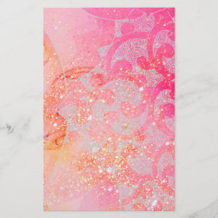 ABSTRAKTE WELLEN L / GOLDPINK GLITZERN UND WIRBEL BRIEFPAPIER