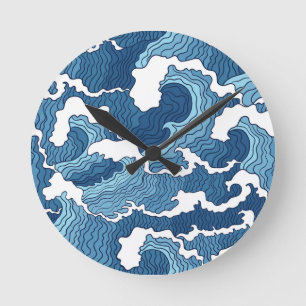 Abstrakte Wellen Runde Wanduhr