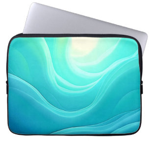 Abstrakte Wellengestaltung für den blauen Ozean Laptopschutzhülle