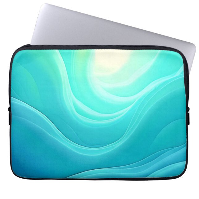 Abstrakte Wellengestaltung für den blauen Ozean Laptopschutzhülle (Vorderseite)