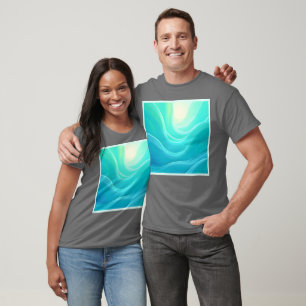 Abstrakte Wellengestaltung für den blauen Ozean T-Shirt