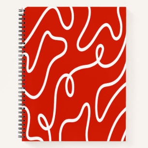 Abstrakte wellige Linienkunst Fette rote minimalis Notizbuch