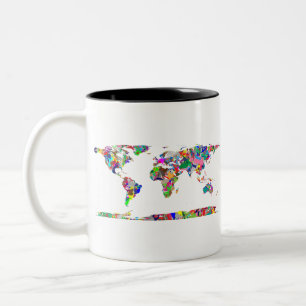 Abstrakte Weltkarte 2 Zweifarbige Tasse
