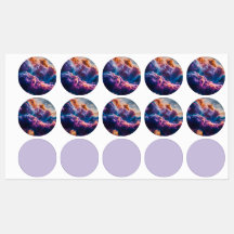 Abstrakte Weltraum-Nebel-Kunst - Farbige Labels