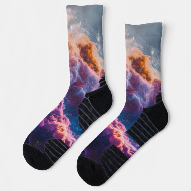 Abstrakte Weltraum-Nebel-Kunst - Farbkosmisch Socken (Links)