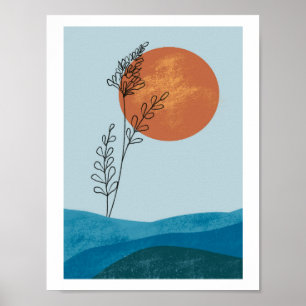 Abstrakte Whimsical Modern Mountain Sun Poster