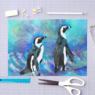 Abstrakte Whimsical Pinguin Couple Decoupage Seidenpapier