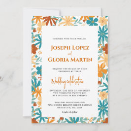 Abstrakte Wildblume Chic Bold Bright Boho Hochzeit Einladung
