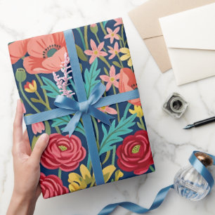 Abstrakte Wildblumen-Gouache-Verpackungspapier Geschenkpapier