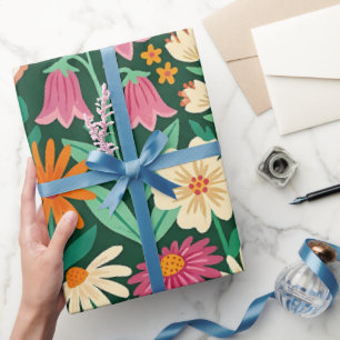 Abstrakte Wildblumen Schmetterlinge Geschenkpapier
