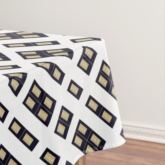 Abstrakte Windows-Goldschwarz-Tischdecke Tischdecke (Beispiel)