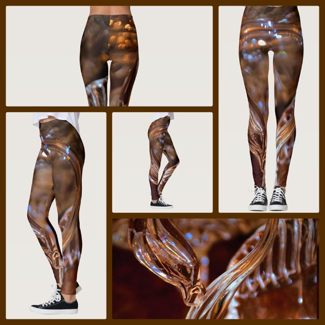 Abstrakte Wirbel aus Gold und Braun Leggings (Von Creator hochgeladen)